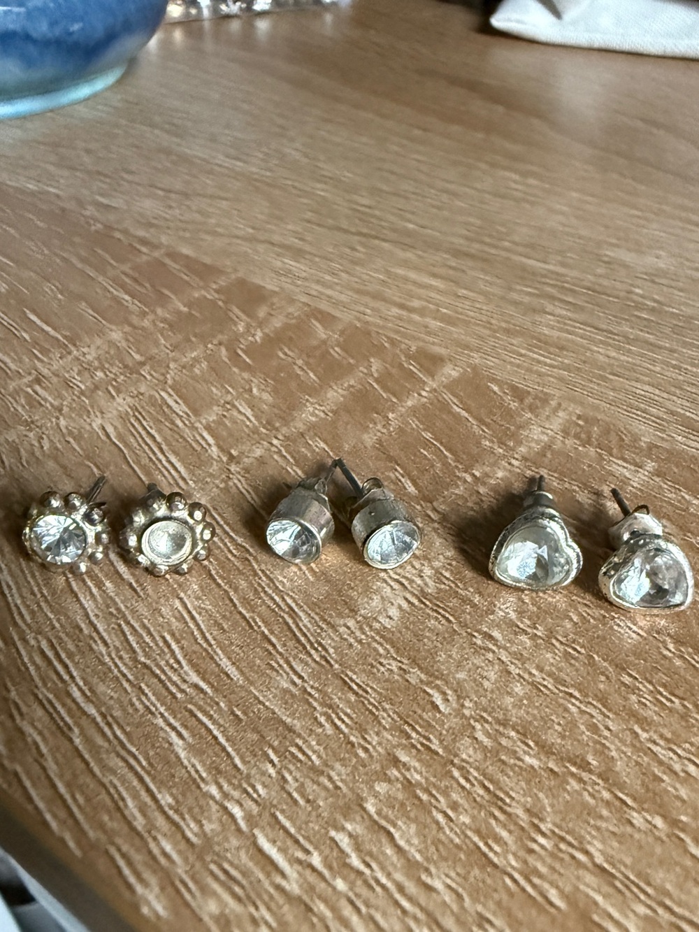 Silver Clear Crystal Stud Earrings Set
